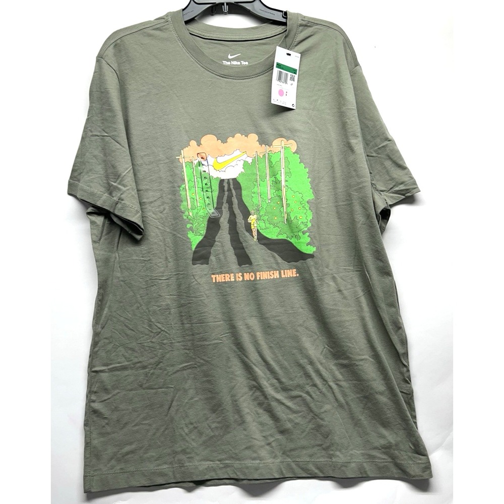 The NIke Tee HJ3678-320 Men's Running No Finish Line Green T-Shirt-XL (B1)